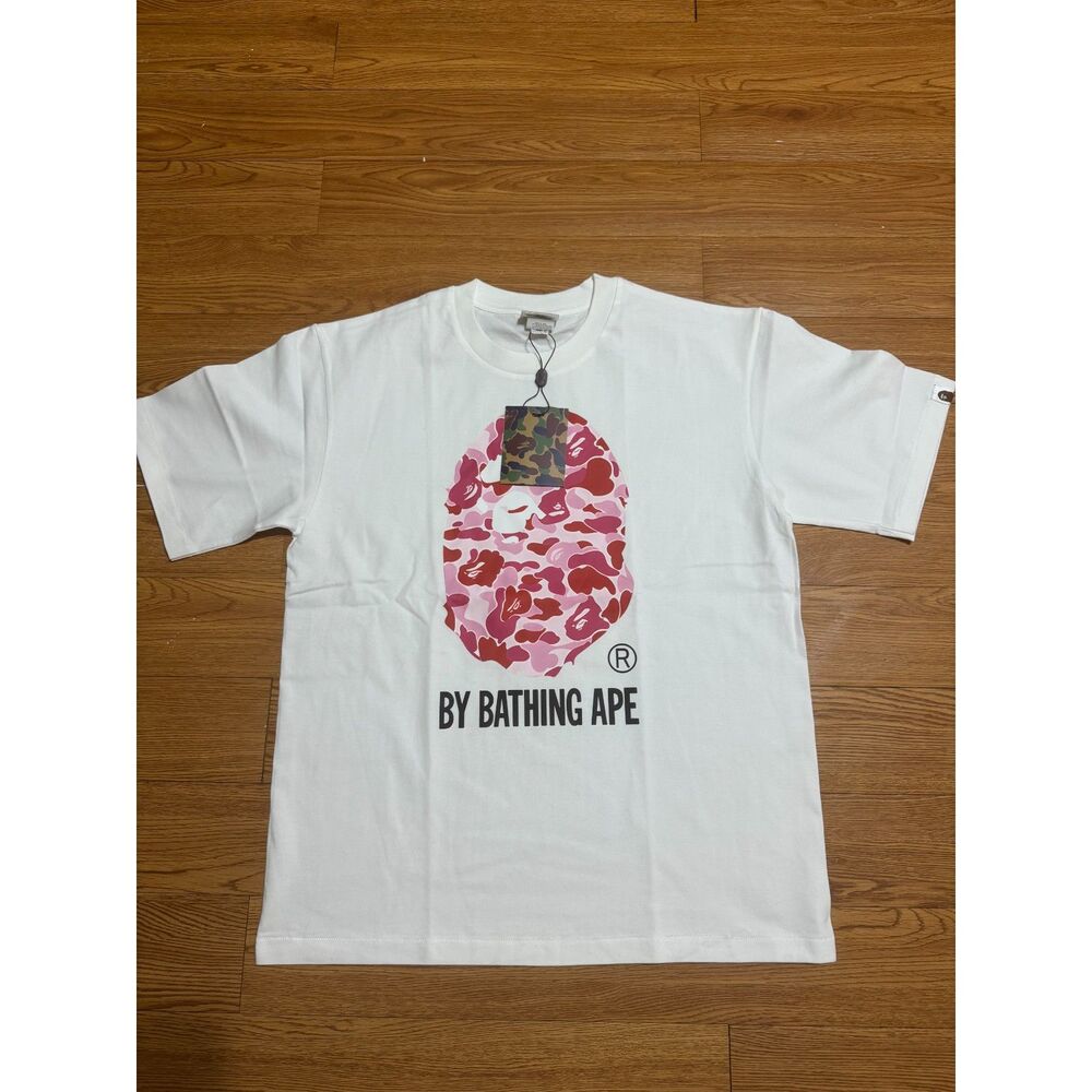 Bape white T-Shirt Pink/Red Ape size M #3